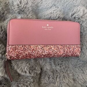 Kate Spade New York Pink Glitter Zip Around Wallet – Great Condition